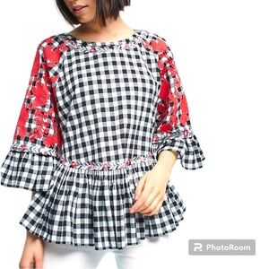 Anthropologie - Pankaj & Nidhi Gingham Swing Tunic - Size S